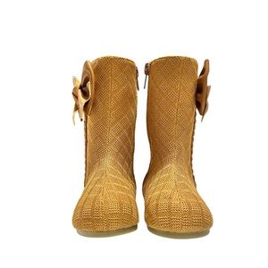 Plaid pattern Boots with Bow 7T